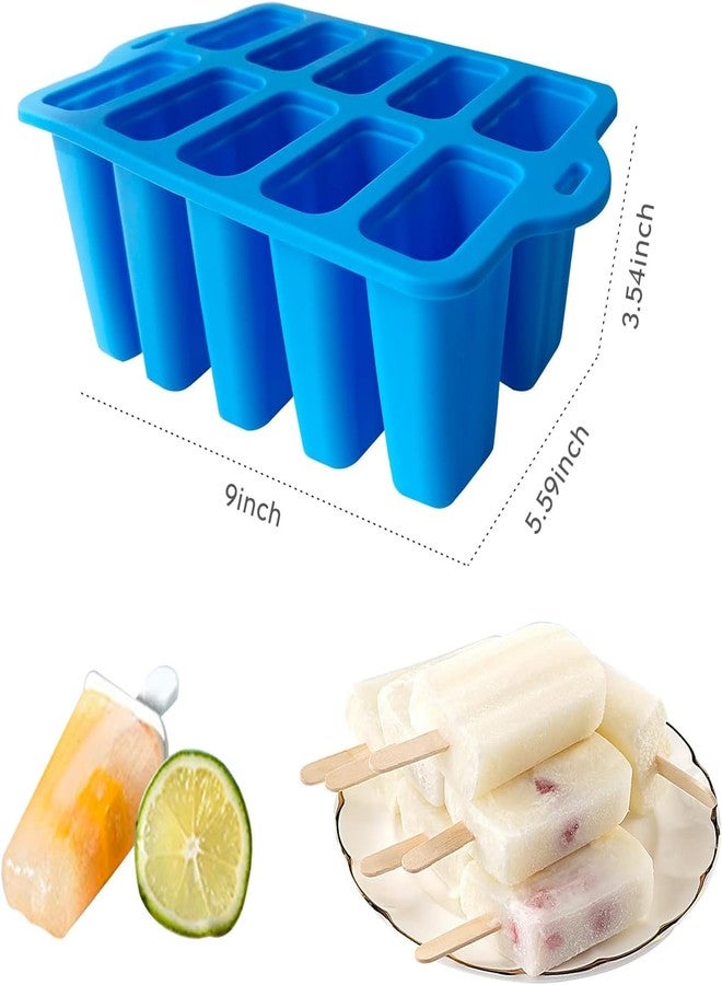 Midnadiy Silicone Popsicle Molds with Sticks, Easy Release Popsicle Maker Mold Set, BPA Free Ice Pop Mold, 10-Cavity Homemade Ice Cream Mold for Kids, Toddlers, Adults - Image 2